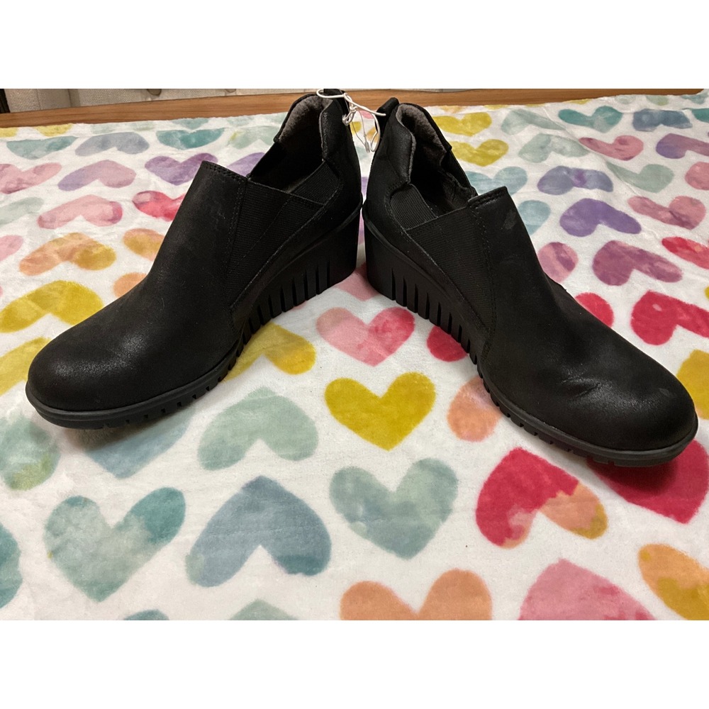 Eurosoft Women's Black Wedge Heel Comfort Slip On Loafers Shoes - Picture 2 of 3